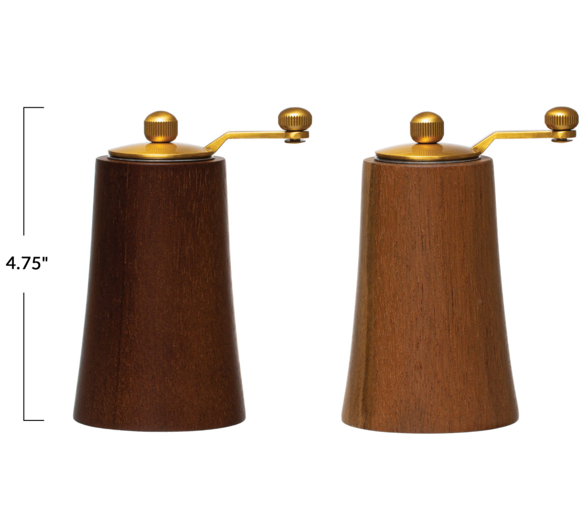 Acacia Wood and Stainless Steel Salt and Pepper
