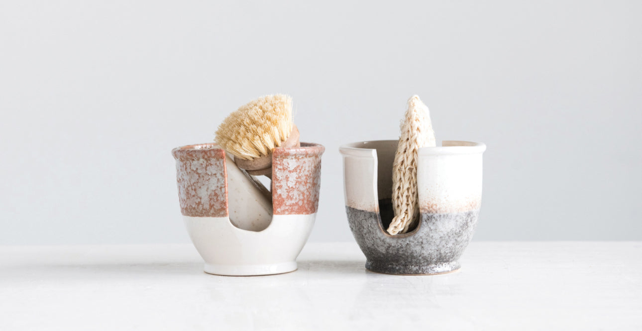 Stoneware Sponge Holder with Glaze
