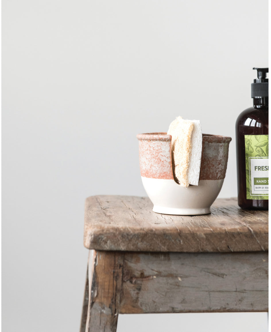 Stoneware Sponge Holder with Glaze