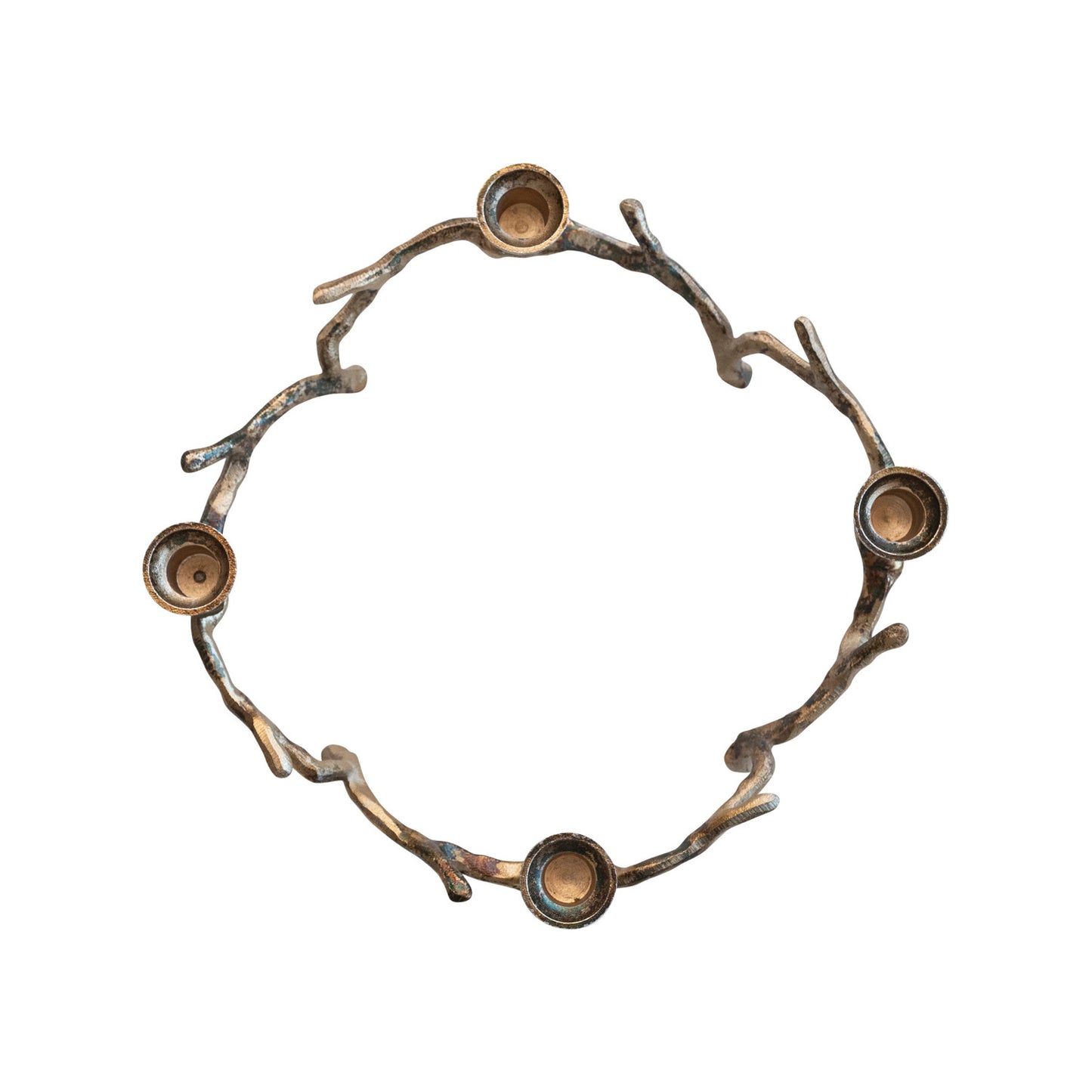 Aluminum Wreath Taper Holder, antique gold finish