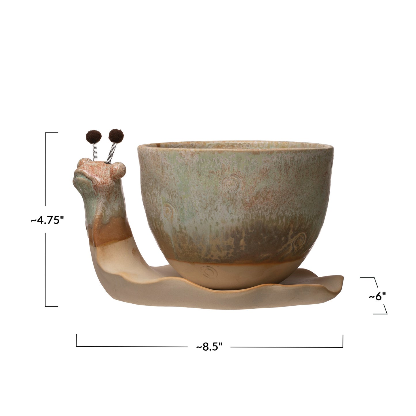 Glazed Snail Stoneware Planter
