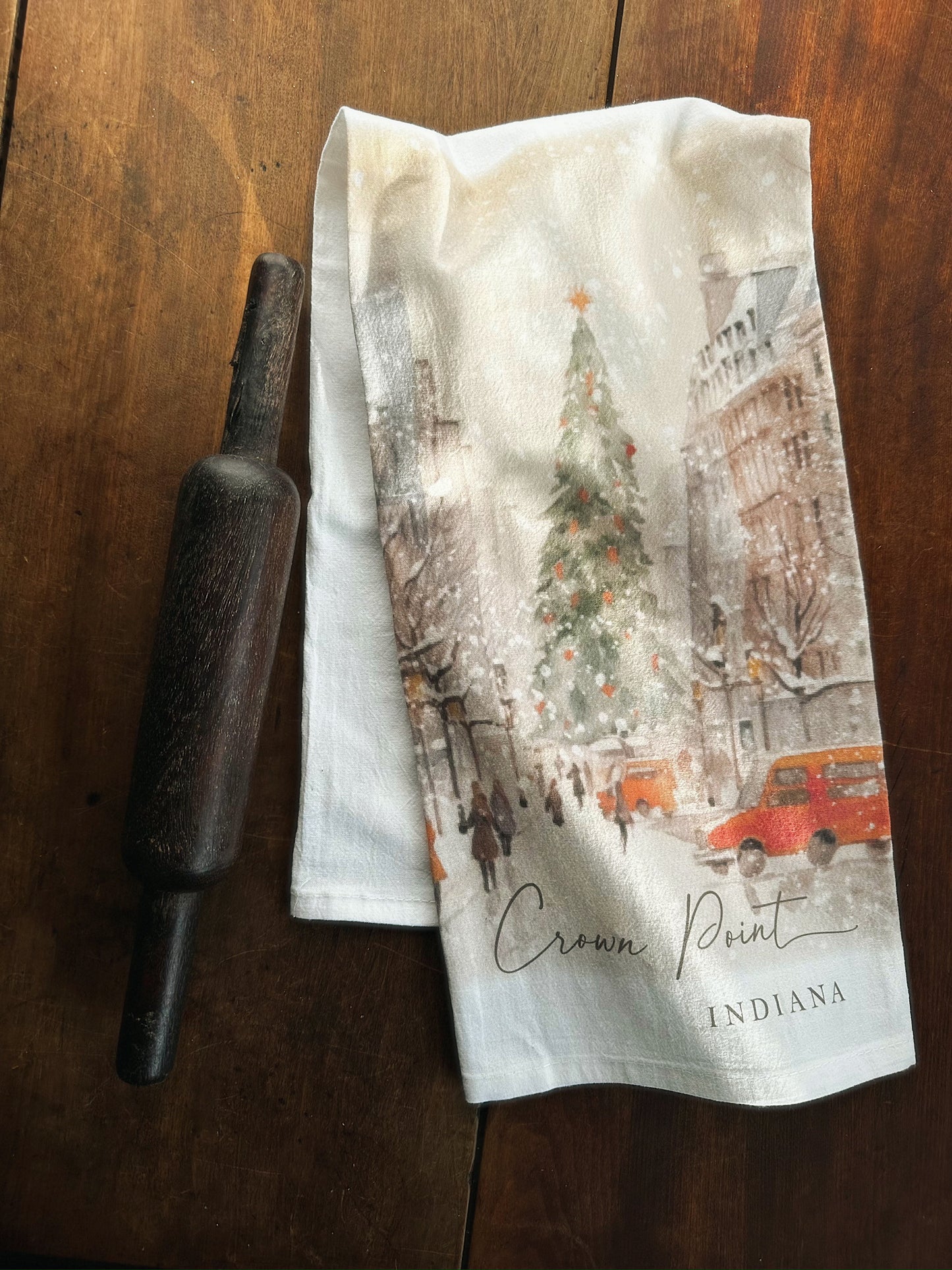 Custom Crown Point Holiday Tea Towel