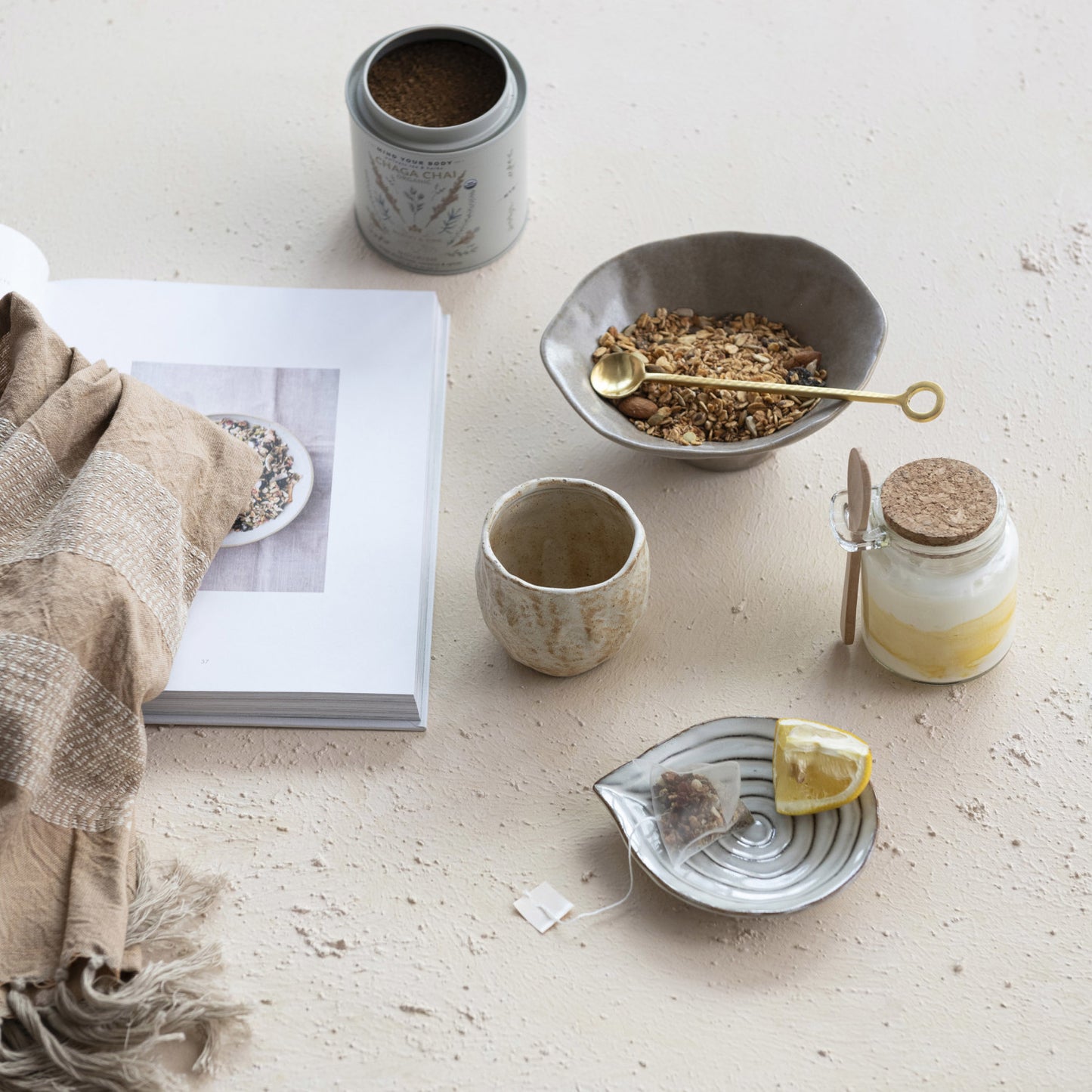 Embossed Stoneware Dish/Spoon Rest