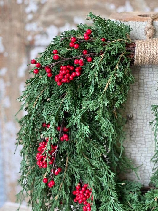 Emerald Falls with Berries 24” Wreath