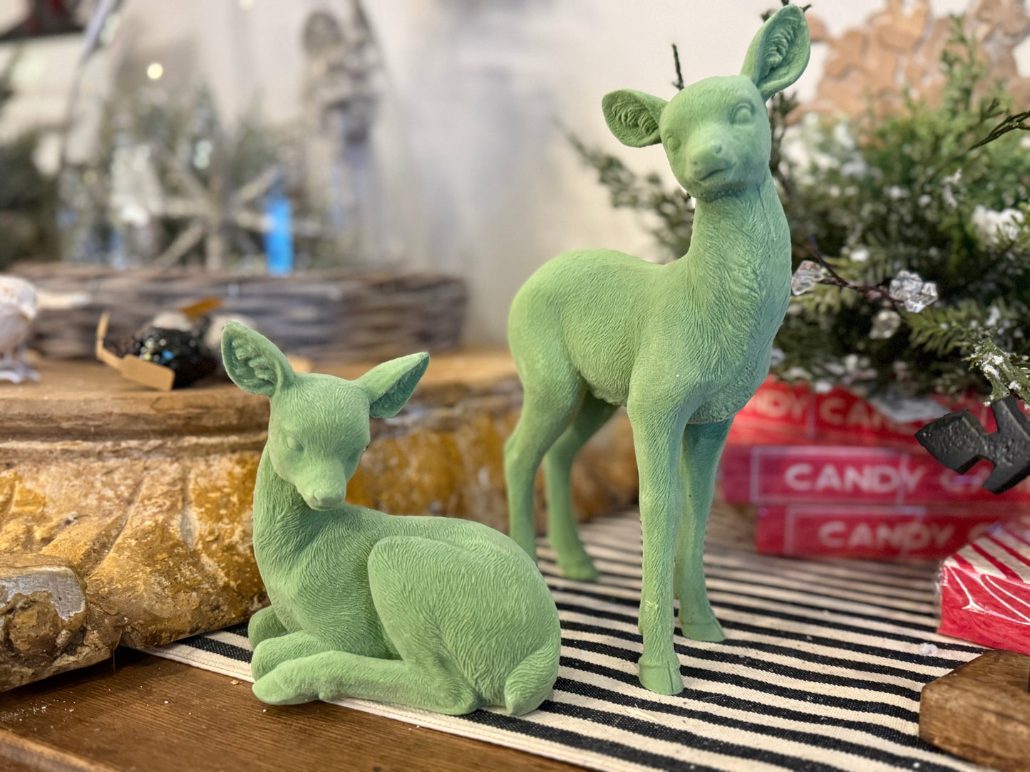 Mint Flocked Deer