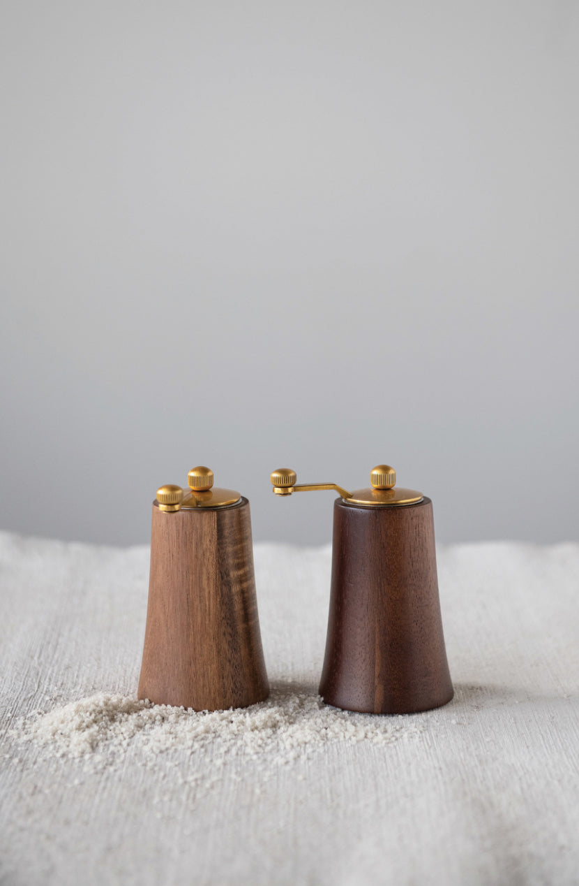 Acacia Wood and Stainless Steel Salt and Pepper